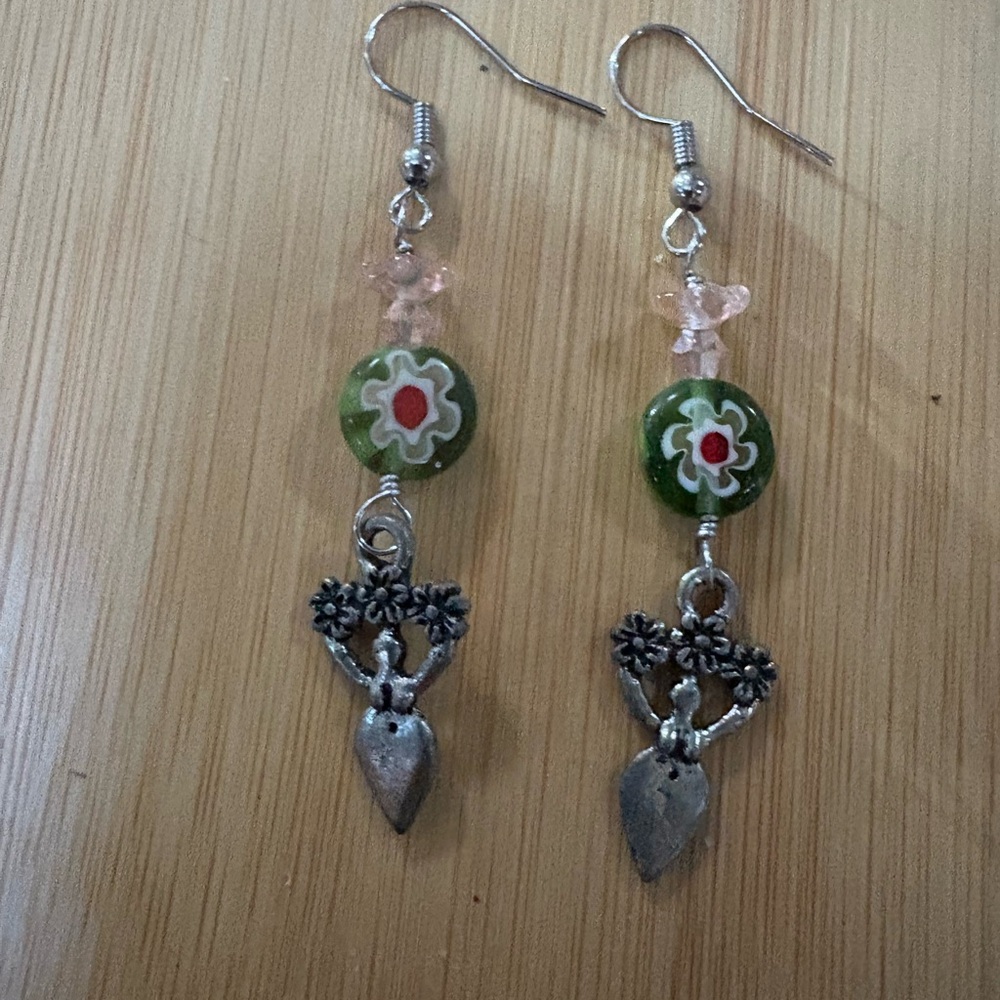 Vintage Flower Goddess Charm Earrings